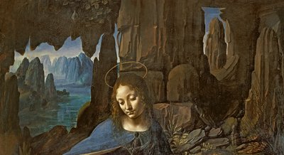 The Virgin of the Rocks with the Infant St. John adoring the Infant Christ accompanied by an Angel, c.1508 (detail) by Leonardo da Vinci